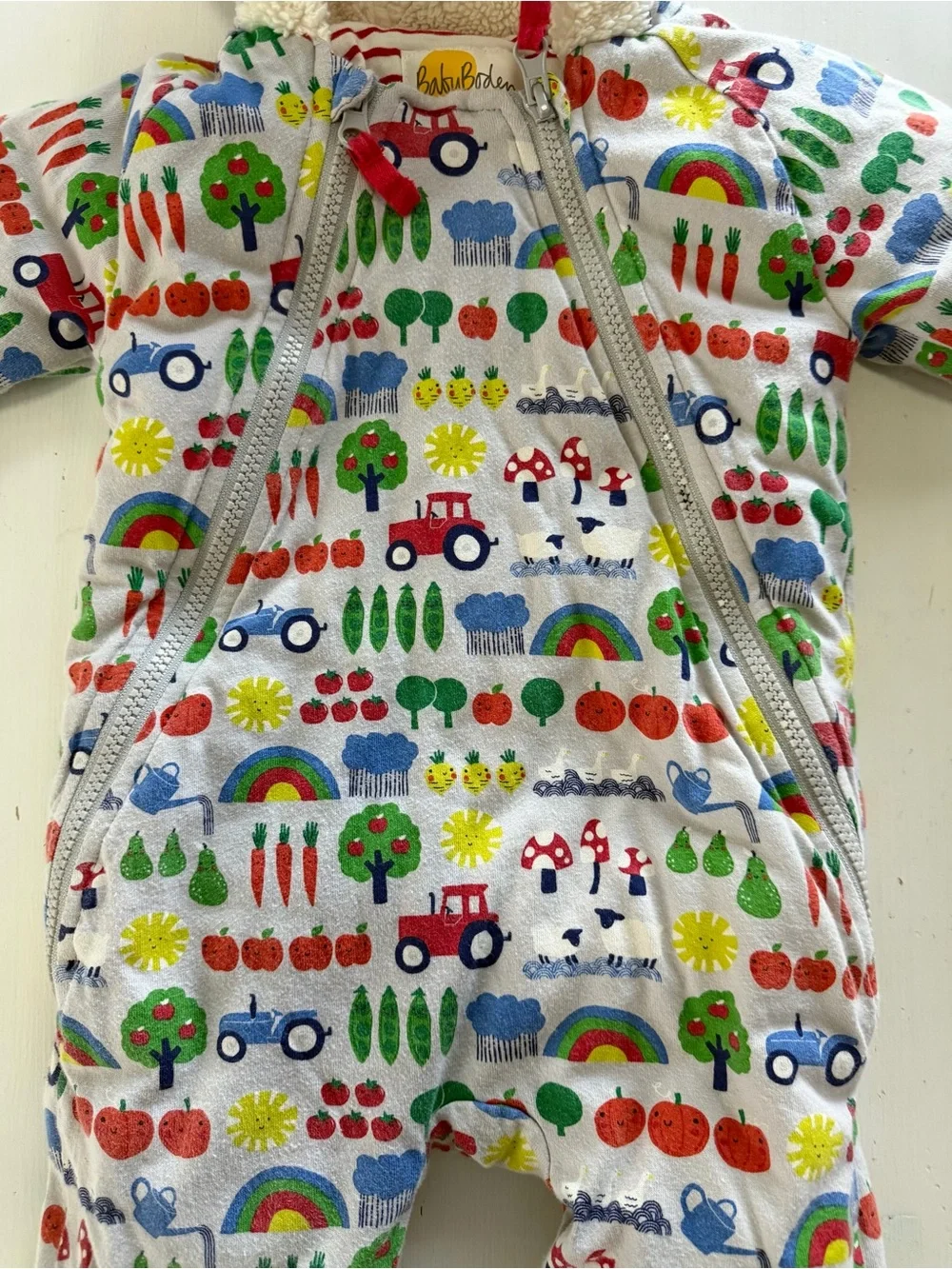 Mini Boden Farm Cozy Pram Suit 9–12 Months One-Piece Bunting